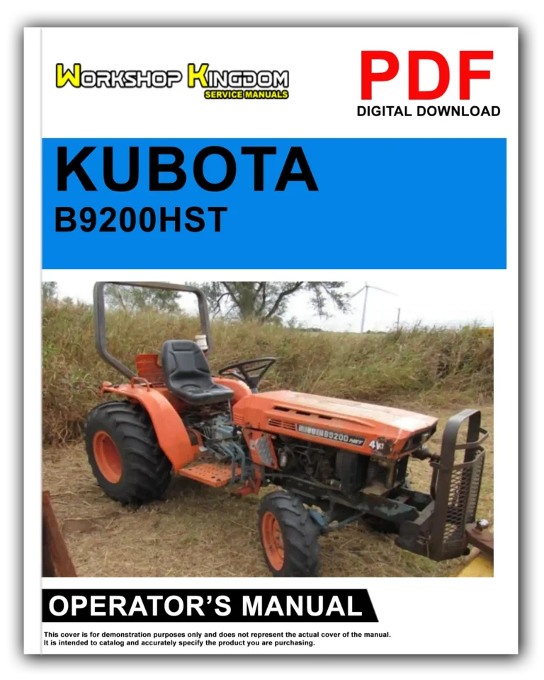 KUBOTA B9200HST Operator’s Manual – English – PDF Download