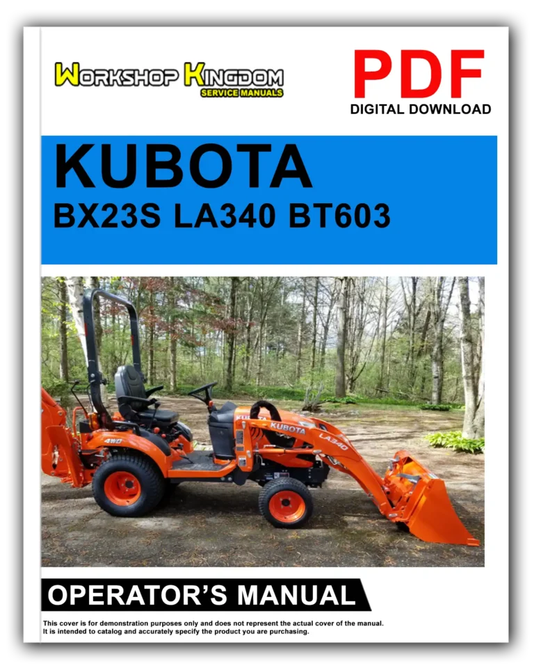 KUBOTA BX23S LA340 BT603 Operator’s Manual – English – PDF Download